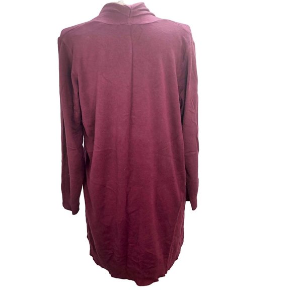 Evolution Women's 2X Burgundy Open Front Sweater Pockets Long Sleeve - Picture 5 of 9